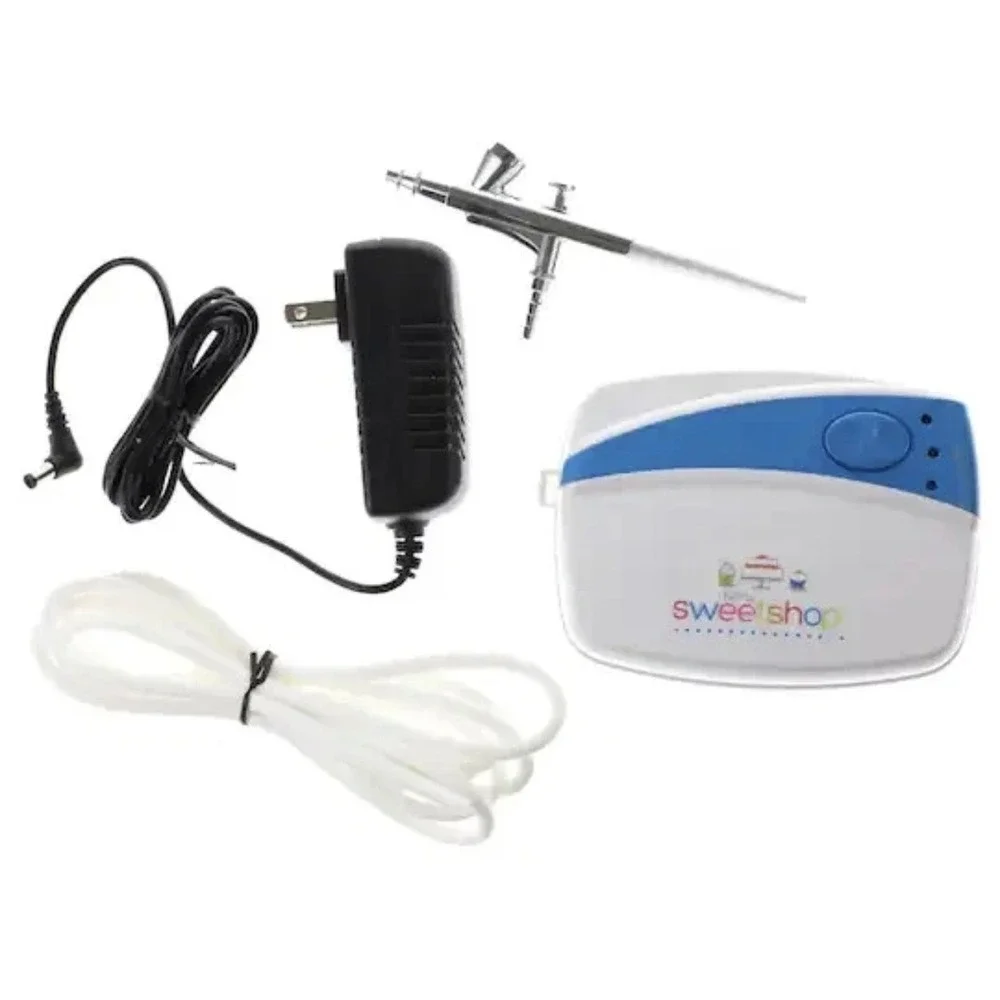 Tylina Sweetshop Cake Decorating Airbrush Kit 074 Blue White Portable Compressor